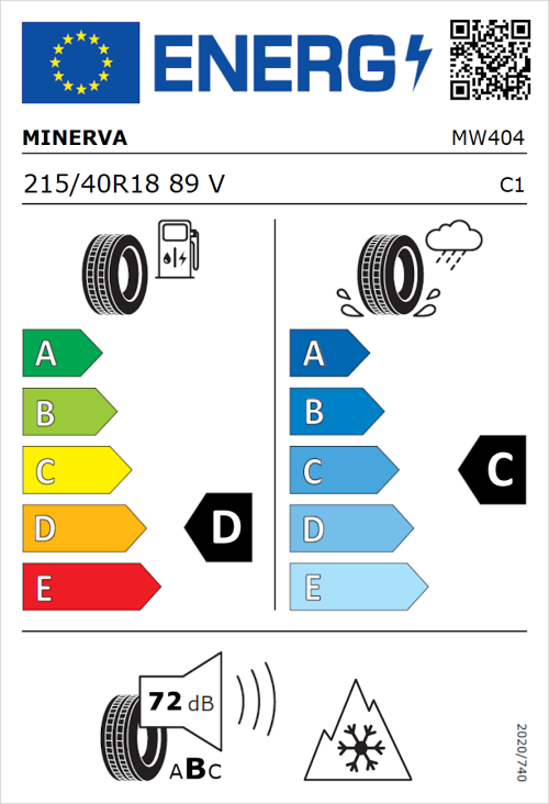 Tyre Label for Minerva Frostrack HP 215/40R18 89V