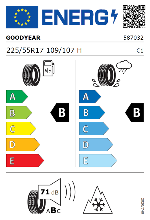 Tyre Label for Goodyear Vector 4Seasons Cargo 225/55R17 109/107H