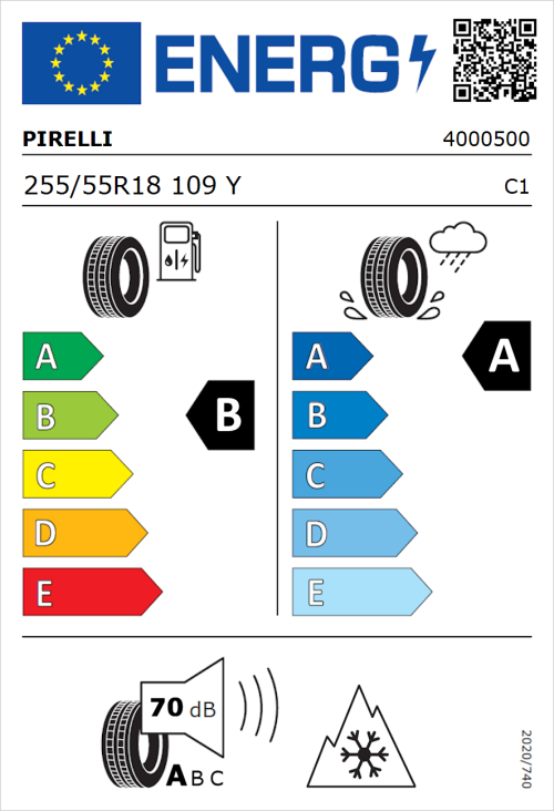 Tyre Label for Pirelli Scorpion Verde All Season Plus II 255/55R18 109Y