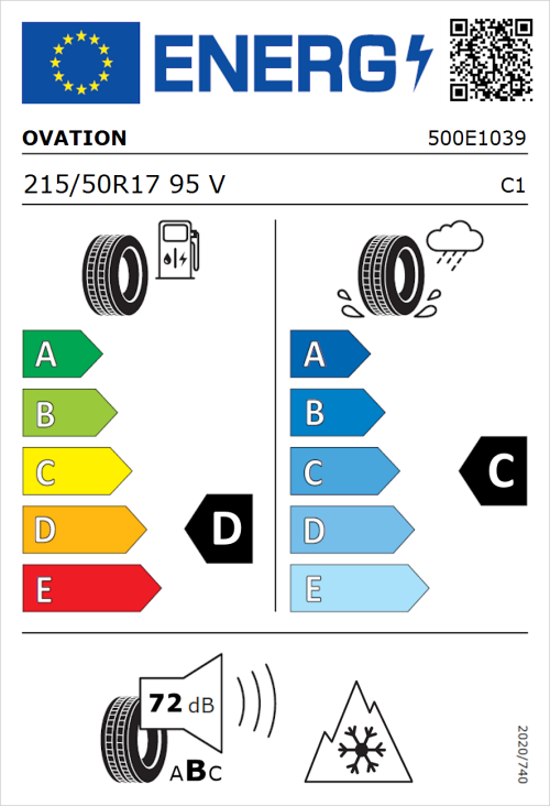 Tyre Label for Ovation VI-782 AS 215/50R17 95V