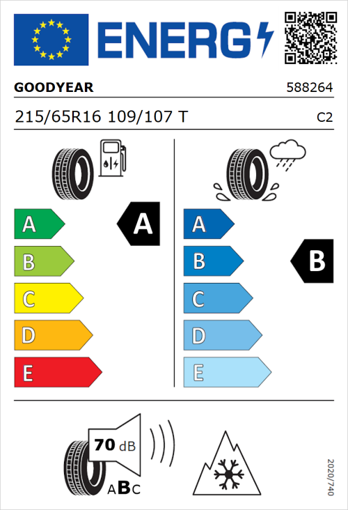 Tyre Label for Goodyear EfficientGrip Compact 2 215/65R16 109/107T