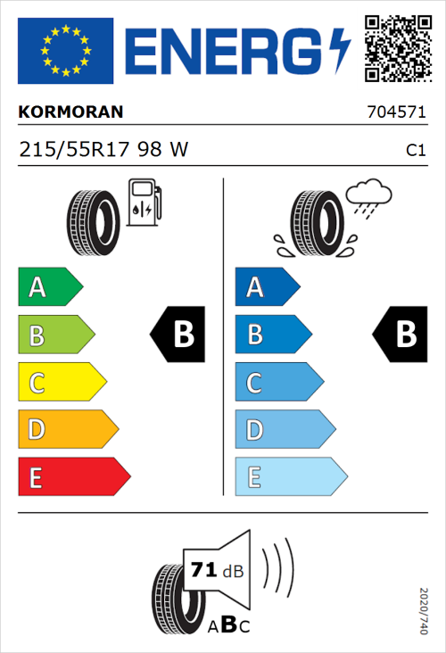 Tyre Label for Kormoran Summer 3 215/55R17 98W