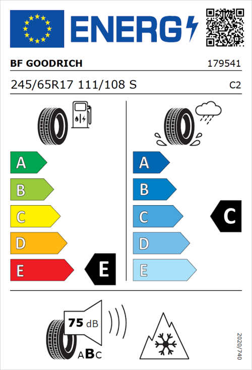 Tyre Label for BF Goodrich All-Terrain T/A KO3 245/65R17 111/108S