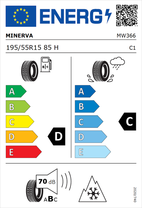 Tyre Label for Minerva Frostrack HP 195/55R15 85H